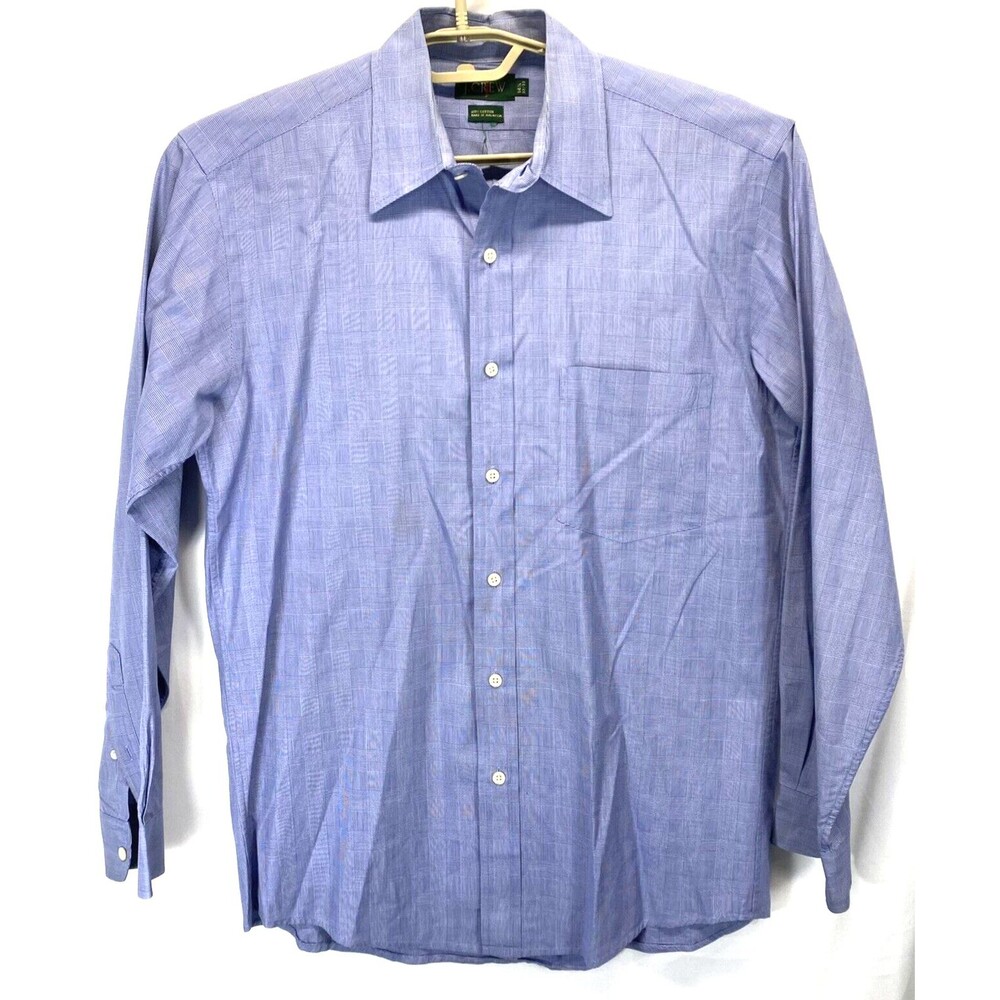 J.Crew Men's Size 14.5 32-33 Dress Shirt Long Sleeve Point Collar Blue Check
